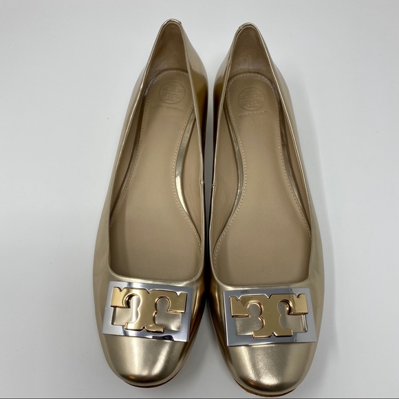 Tory Burch Shoes - Tory Burch Gigi Leather Pump Gold/Silver 9